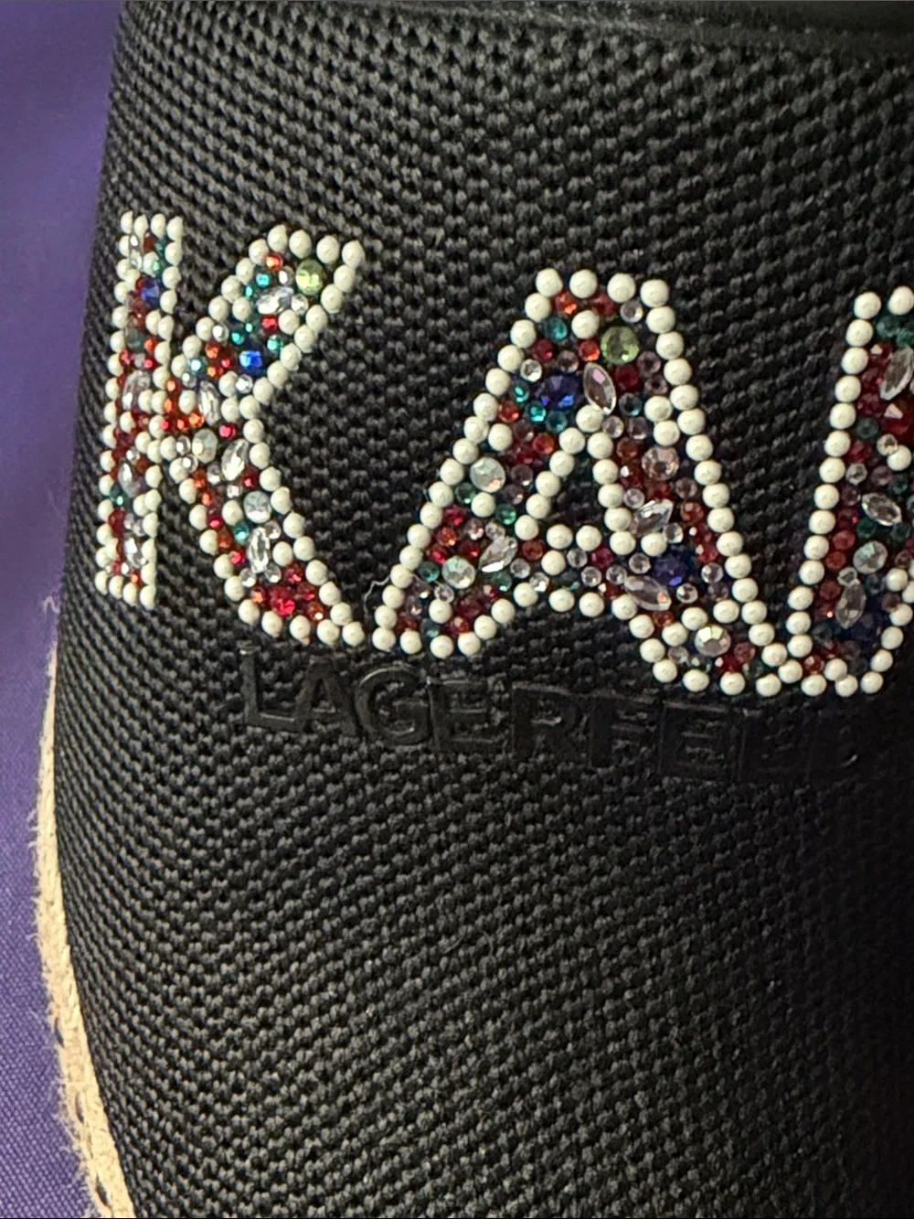 Karl Lagerfeld Paris Carissa Wedge Sandals  Black multi color Rhinestones Sz 8.5
